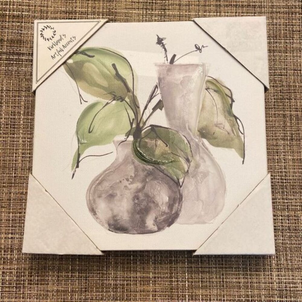 Chris Paschke Two Vases Green Floral Canvas Artwork Artful Accents 9x9